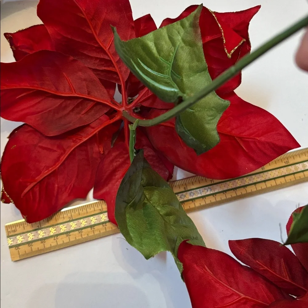 Poinsettia with GOLD ACCENTS FAUX POINSETTIA WITH GOLD TRIM Red CHRISTMAS